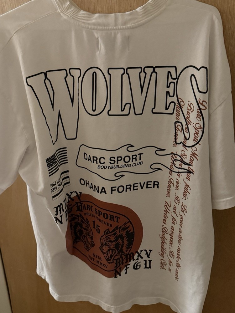 Darc Sport Men’s Wolves Ohana Forever Graphic T-Shirt White XL Crew Neck