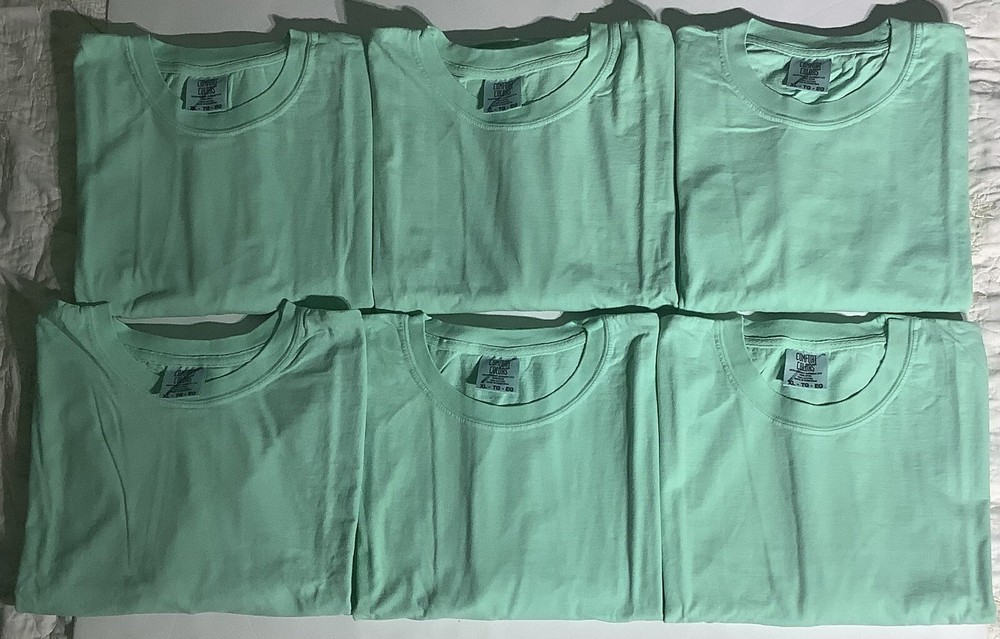 (6 Pieces) Size XL,Comfort Color T Shirt Heavyweight Ring Spun Mint Green.