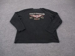 Harley Davidson Shirt Mens XL Black Biker Henley Woven Casual Pullover Y2K