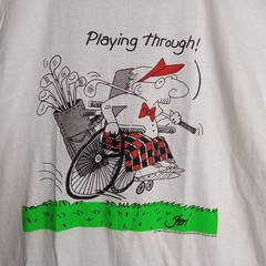 Oneita Power-T Vintage Single Stitch T-Shirt Old Man Golfing Large