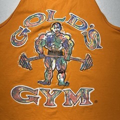 VTG Gold’s Gym Muscle Joe Stringer Tank Top Orange Abstract Men’s No Size 90s