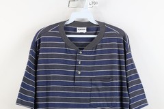 Vtg 90s Streetwear Mens Large Faded Striped Color Block Knit Henley T-Shirt USA