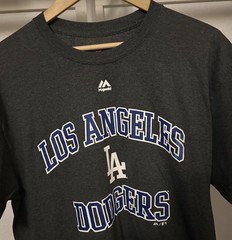 Los Angeles Dodgers Men’s Size Large Charcoal Gray Short Sleeve Logo T-Shirt 333