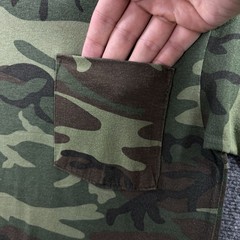 VTG 80’s Woodland Camo Pocket T Shirt Mens S Green Paper Thin Single Stitch