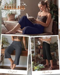 Neer 3 Pack Women Capri Pants Wide Leg High Waist Crop Lounge Sweatpants Loos…