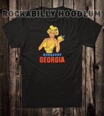 Retro Travel Tee T Shirt Pinup Girl Georgia State Gorgeous Peach Pinup