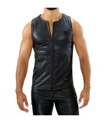TOF PARIS Tank Top Fetish Zipped Tank Leather Look Chic 19