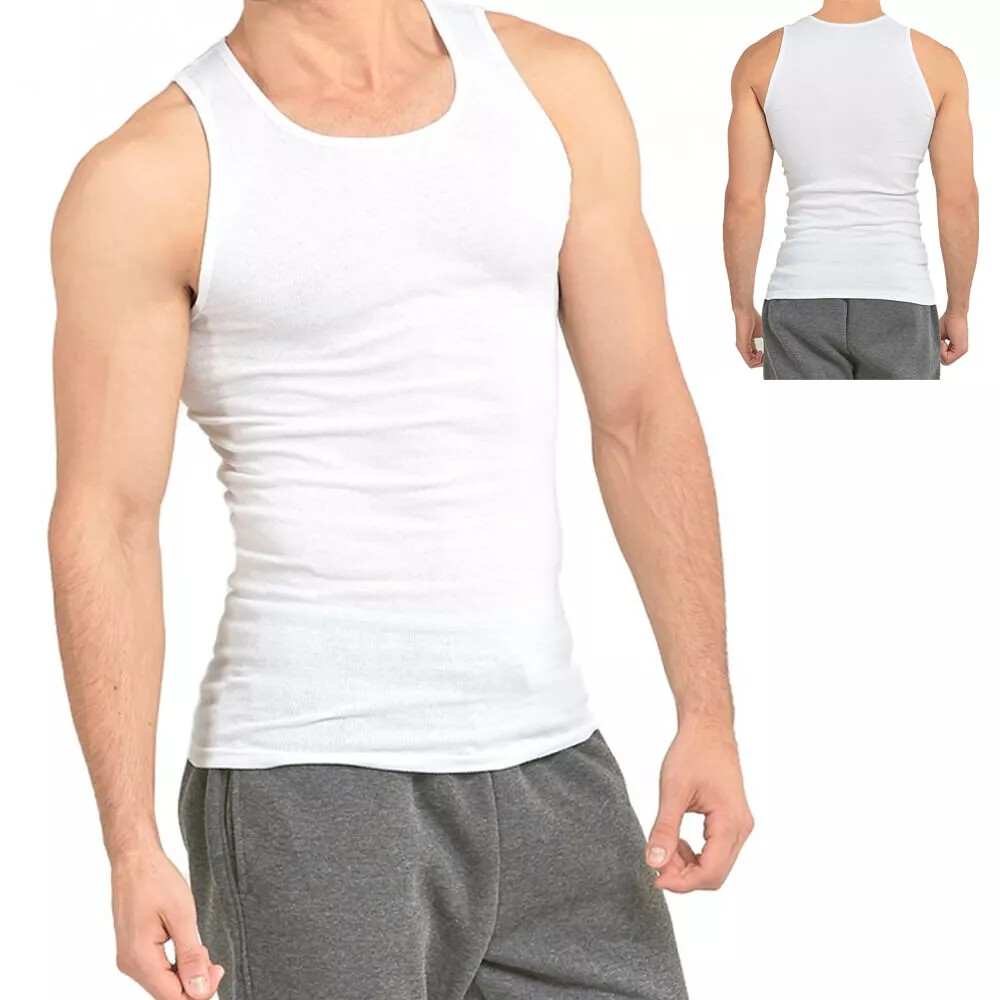 3 or 6 pair Men’s White A-Shirt Wife Beaters A Shirt Undershirt Cotton M-L-XL-2X
