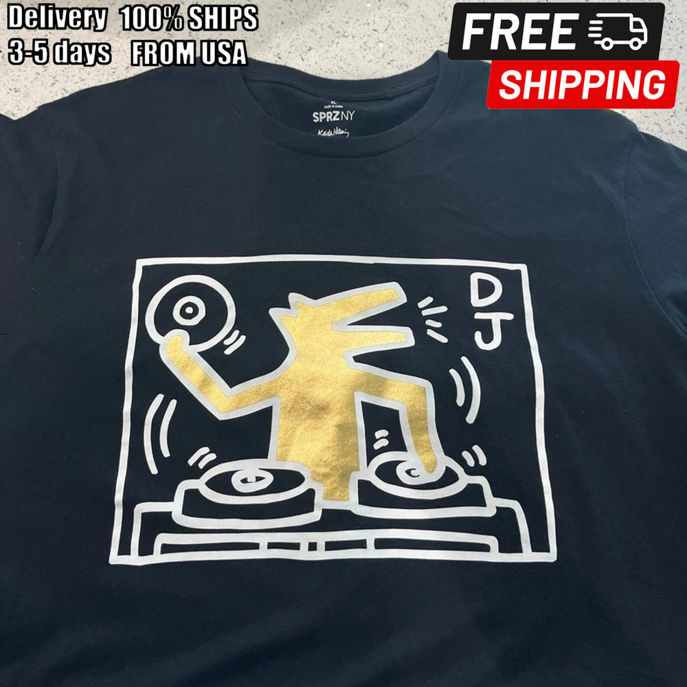 Remake Keith Haring Guggenheim museum black classic style T shirt NH13645