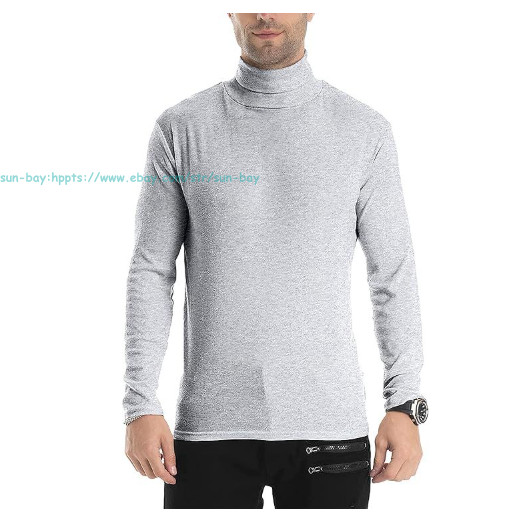 Men Lightweight Long Sleeve Knitted Pullover Tops Turtleneck base layer T-Shirts