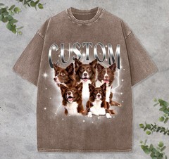 Custom Pet Portrait Bootleg Shirt Retro Vintage Style Personalized Dog Cat