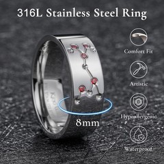 8mm Stainless Steel Sagittarius Zodiac Ring, November December Sign Band with…