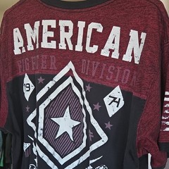 American Fighter 2XL Men’s Crew Neck SS Graphic Logo Tee Black Burgundy
