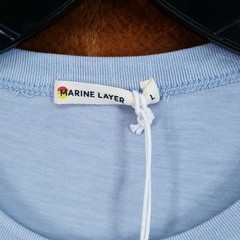 MARINE LAYER Shirt Mens Large Blue Pullover Crew Signature Sea Change Re-Spun