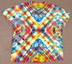 Handmade Ice Tie Dye T-Shirt 2XL Mens Womens Soft Cotton Red Blue Glitch