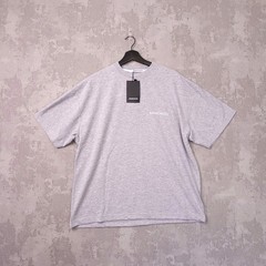 Annie hood Logo T-Shirt Womens S Oversized Grey Crew Neck 100% Cotton Tee