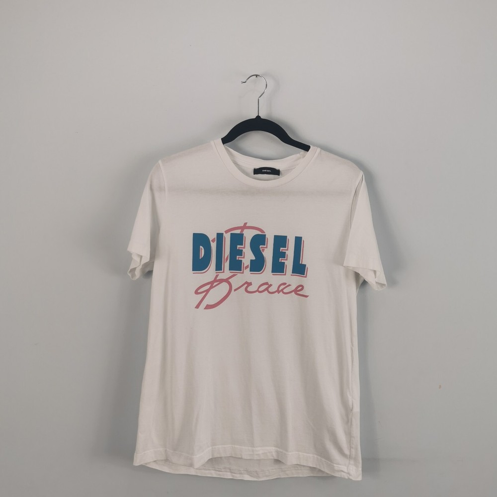 DIESEL Mens T Shirt White Retro Size 38″ XL But Fits Medium