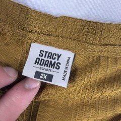 Stacy Adams Shirt Mens 2XL Gold Textured V Neck Short Sleeve Casual Top
