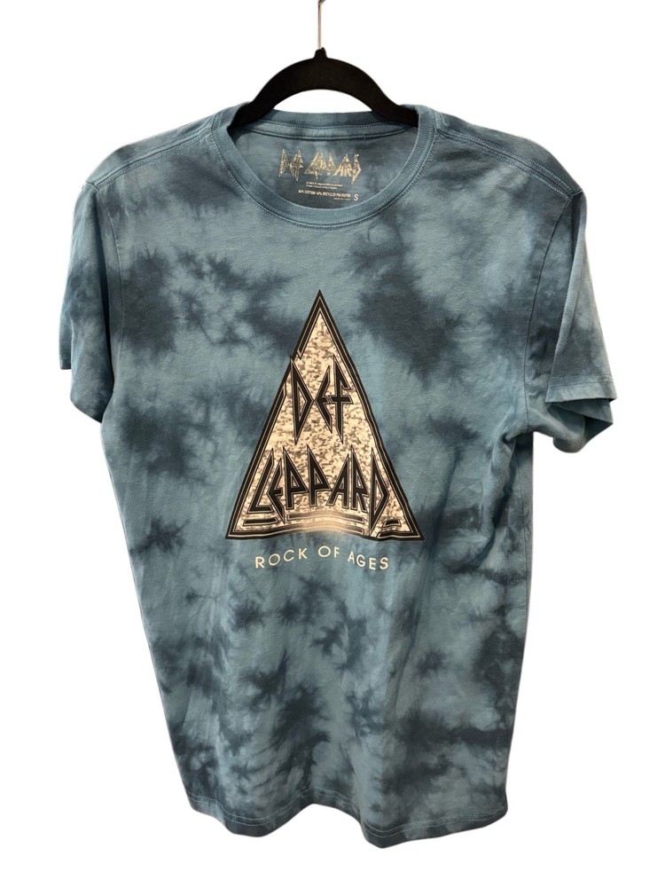 Def Leppard Band T-Shirt Size Small Blue Tie Dye Rock of Ages