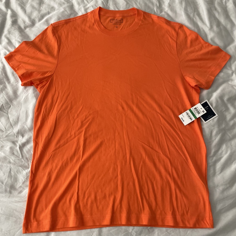 Club Room Men’s ORANGE Cotton Blend T-Shirt, size Large NEW with Tags UPF 25