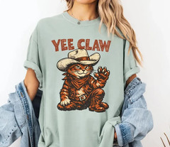 Yee Claw Funny Cat Shirt, Western Cat Tee, Cowboy Cat TShirt