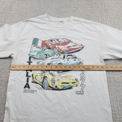 Vintage J. GALT Shirt Mens L White Italia 1977 Graphic Cars Long Sleeve 70s