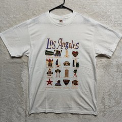 Vintage Hanes Heavyweight Los Angeles Tourist Sites White T-Shirt Tee Size Large