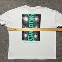 Spalding Basketball T Shirt White Teal Double Sided Relaxed Fit Mens XL Sports
