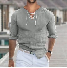Men’s Short Sleeve Fashion T-Shirt Classic Casual Slim Laceup Shirts