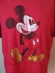 Disney Parks Mickey Mouse Shirt Adult Large Red Front Graphic Crew Neck