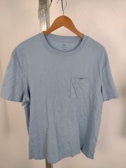 M&S Men’s Top Size L 3Pcs Bundle Blue Plain Tee & White Striped Sweat Top NEW