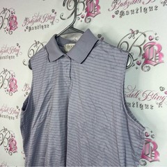 TEHAMA polo sleeveless tank top stripes dotted Lavender Sleeveless Blouse