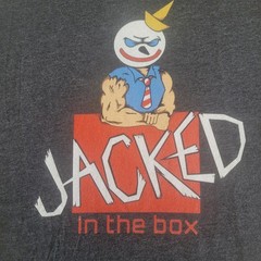 Funny Jacked In The Box Parody Med. Muscle Clown Gym T-Shirt Tagless
