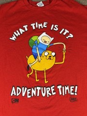 2011 Adventure Time Shirt Size XL Cartoon Network Red What Time Is It Finn Jake