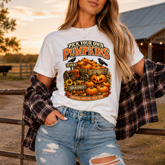 Pick Your Own Pumpkins Tshirt Graphic Tee Unisex Farm Fall Autumn Halloween