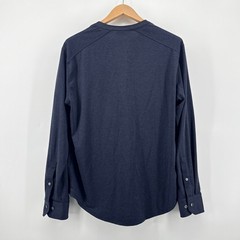 Murano Performance Mens Long Sleeve Henley Shirt Blue Large Button Cuff