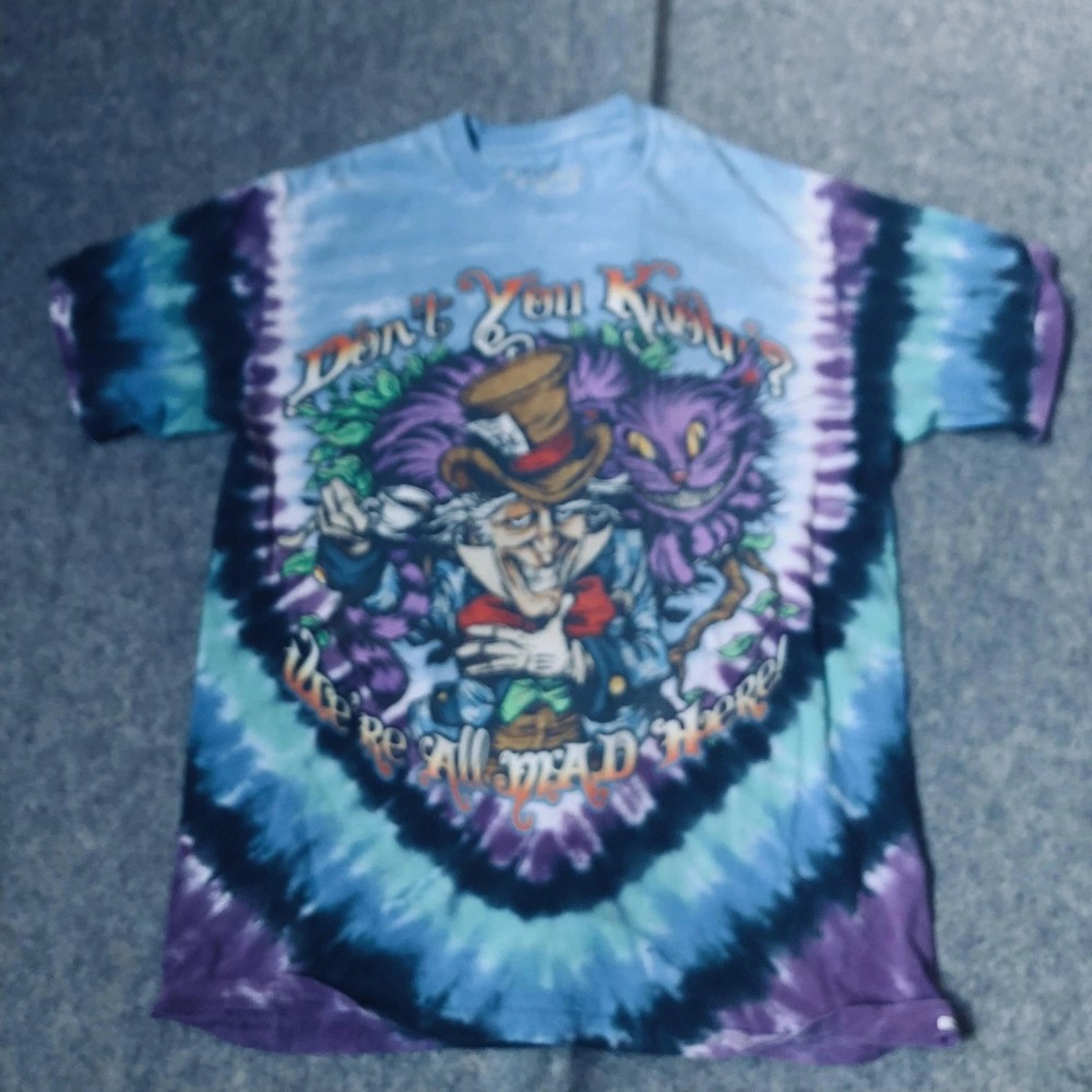 Liquid Blue Alice In Wonderland Shirt Mens Large Tie Dye Graphic Psychedelic Tee