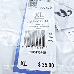Adidas XL Men’s T Shirt White Oversized Retro Leopard Trefoil Graphic Cotton New
