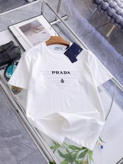 Prada Mercerized Cotton T-Shirt, Crew Neck, White, Size XL