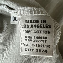 Buck Mason Shirt Men’s XL Gray Slub Curved Hem Tee Crew USA Made