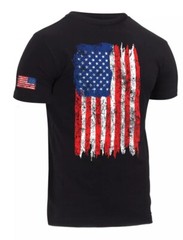 Rothco Distressed US Flag Athletic Fit T-Shirt – Black – Size M