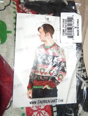 Faux Real Men 3D Photo-Realistic Ugly Christmas Sweater T-Shirt, S, Frisky Deer