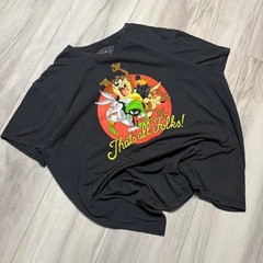 Looney Tunes Thats All Folks Graphic T-Shirt Mens XL Black Bugs Bunny Taz Daffy