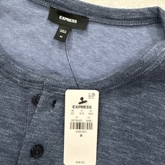 NWT ($58) Express Blue Long Sleeve Henley Shirt Men’s Size M