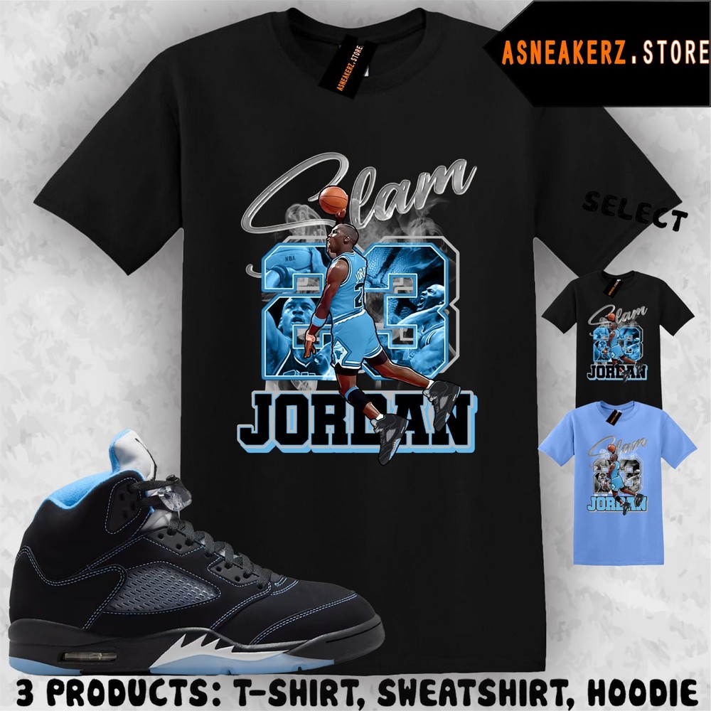 MJ Icon 23 Slam Matching TShirt To Match aj5s Black University Blue 2026 Sneaker