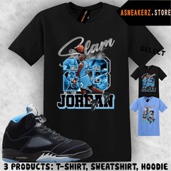 MJ Icon 23 Slam Matching TShirt To Match aj5s Black University Blue 2026 Sneaker