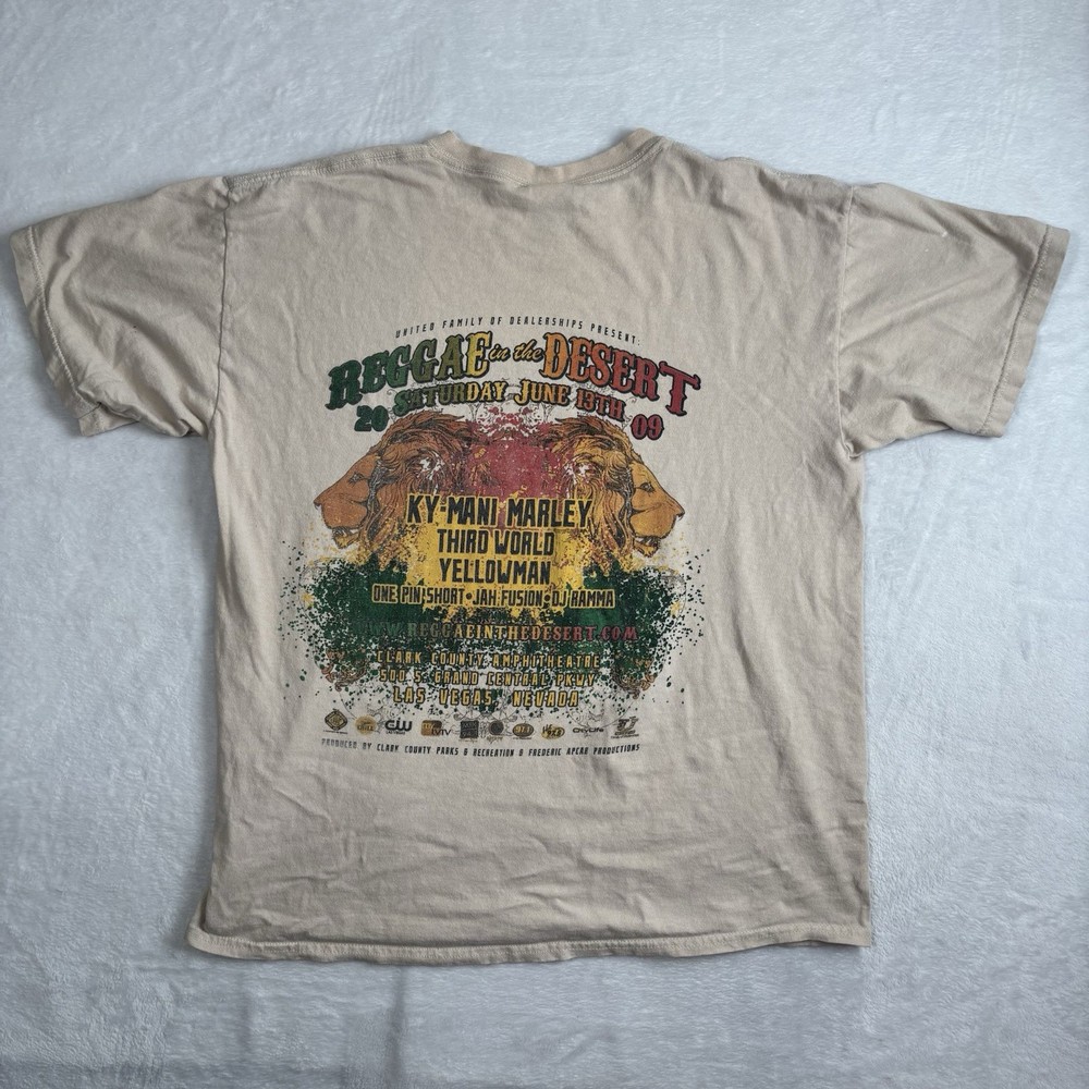 2009 Gildan Reggae in the Desert Ky-Mani Marley Beige SS Shirt Men’s Large