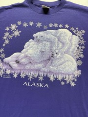 Vintage 90s Alaska Polar Bear T-Shirt Size 3XL Purple graphic tee wildlife USA
