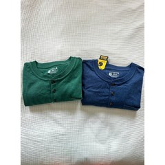 Lot of 2 NEW Carhartt Henley T-Shirt Green Blue Loose Fit Pocket Workwear 2XL