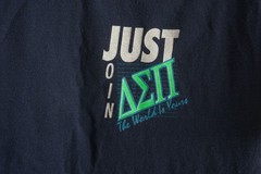 Vintage Delta Sigma Pi Business Fraternity Mens Large Blue Graphic College Shirt